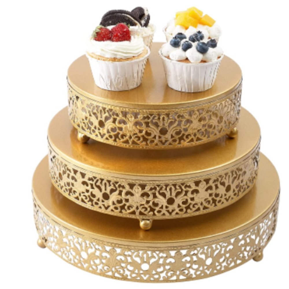 Gold Cake Stands Set of 3 New in Box Wedding Engagement Shower